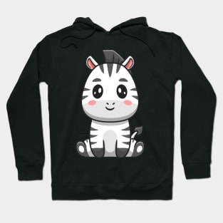 Cute Zebra Sitting Cartoon Hoodie